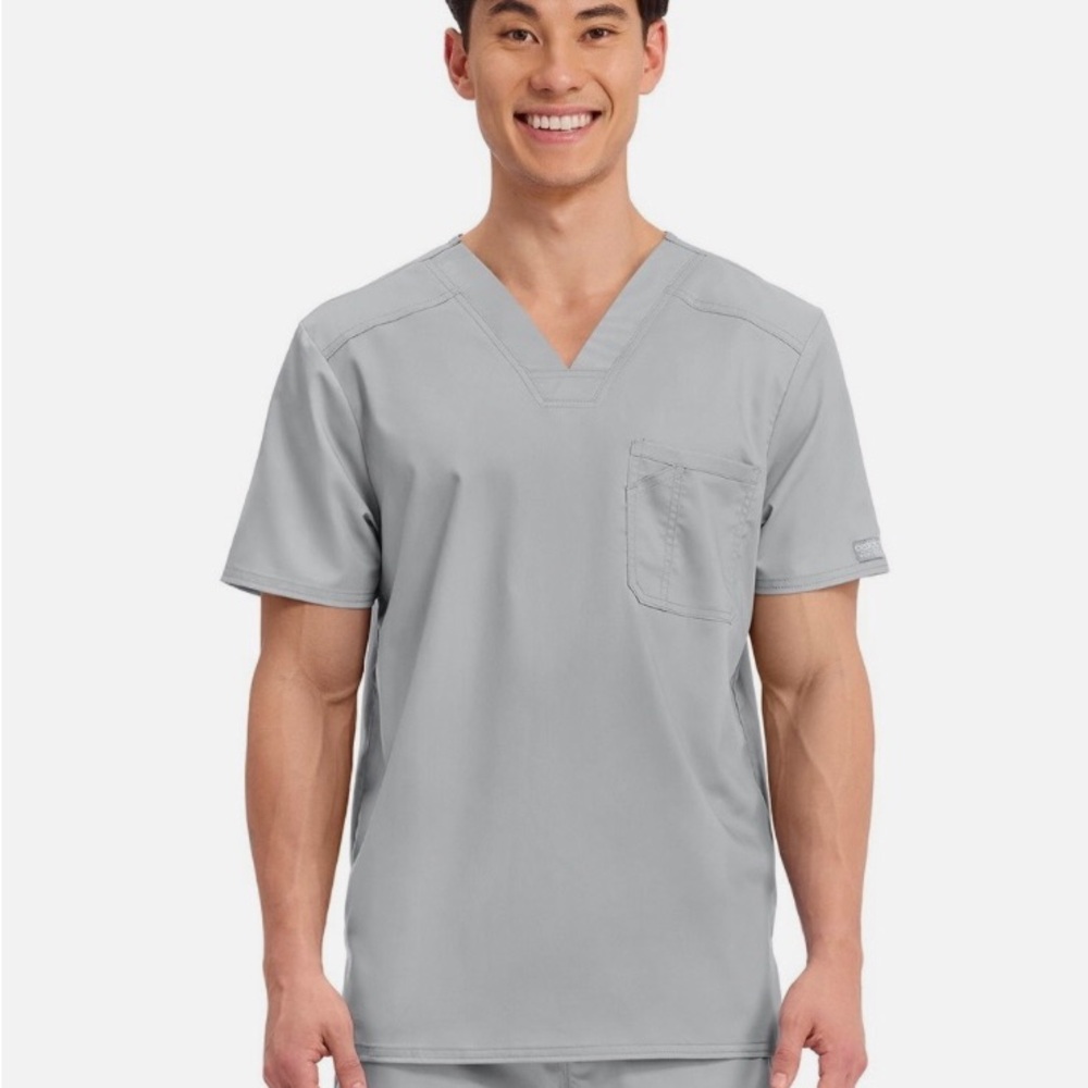 Scrubs Cherokee Workwear Revolution Men V Neck Top WW690 GRY Grey